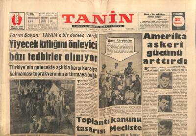 Tanin Gazetesi - 27 Temmuz 1961 - Yiyecek Kıtlığını Önleyici Tedbirler Alınıyor GZ111069 - 1