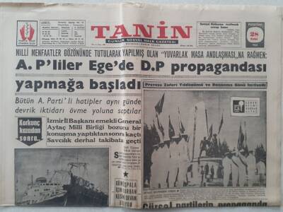 Tanin Gazetesi - 28 Eylül 1961 - APliler Egede DP Propagandası Yapmaya Başladı GZ111172 - 1