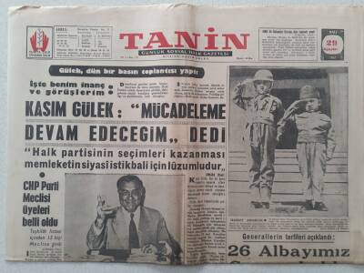 Tanin Gazetesi - 29 Ağustos 1961 - Kasım Gülek Mücadeleme Devam Edeceğim Dedi GZ111121 - 1