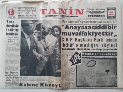 Tanin Gazetesi - 29 Haziran 1961 - Kennedy Berlin İçin Rusyayı İhtar Etti GZ111198 - 1