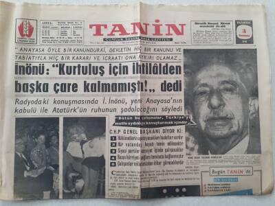 Tanin Gazetesi - 3 Temmuz 1961 - İnönü Kurtuluş İçin İhtilalden Başka Çare Kalmamıştı Dedi GZ111088 - 1