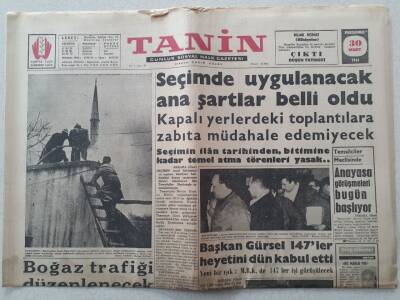 Tanin Gazetesi - 30 Mart 1961 - Seçimde Uygulanacak Ana Şartlar Belli Oldu GZ111143 - 1