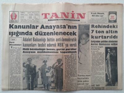 Tanin Gazetesi - 31 Mayıs 1961 - Adalet Bakanlığı Kanunlar Anayasanın Işığında Düzenlenecek GZ111091 - 1