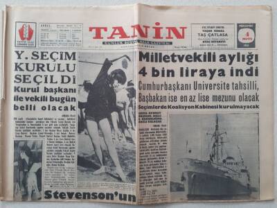 Tanin Gazetesi - 4 Mayıs 1961 - Stevensonun Batıyı İkazı GZ111115 - 1