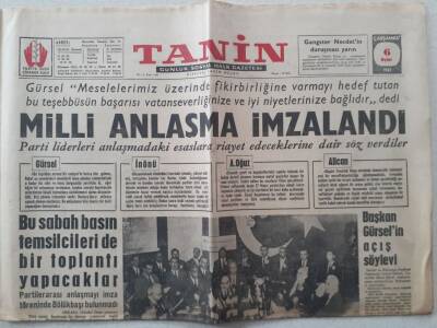 Tanin Gazetesi - 6 Eylül 1961 - Milli Anlaşma İmzalandı GZ111192 - 1