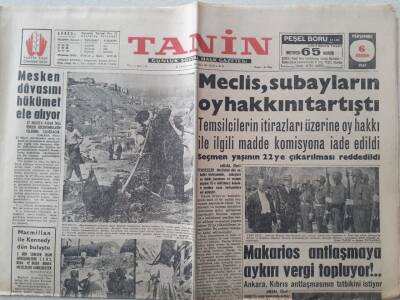 Tanin Gazetesi - 6 Nisan 1961 - Makarios Antlaşmaya Aykırı Vergi Topluyor GZ111251 - 1