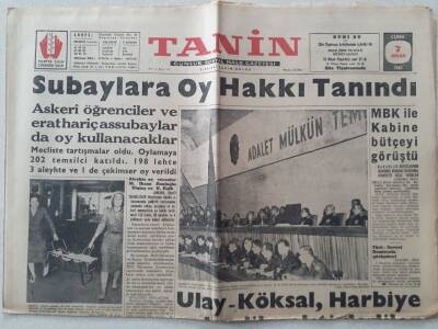 Tanin Gazetesi - 7 Nisan 1961 - Subaylara Oy Hakkı Tanındı GZ111250 - 1