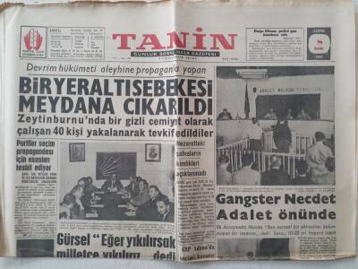 Tanin Gazetesi - 8 Eylül 1961 - Bir Yeraltı Şebekesi Meydana Çıkarıldı GZ111190 - 1