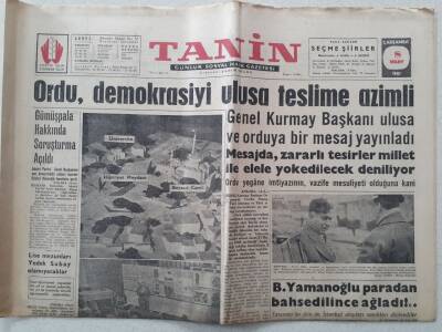 Tanin Gazetesi - 8 Mart 1961 - Ordu, Demokrasiyi Ulusa Teslime Azimli GZ111163 - 1