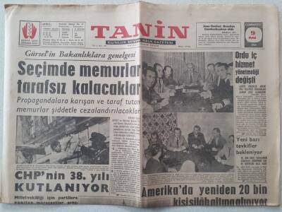 Tanin Gazetesi - 9 Eylül 1961 - Amerikada Yeniden 20 Bin Kişi Silah Altına Alınıyor GZ111189 - 1
