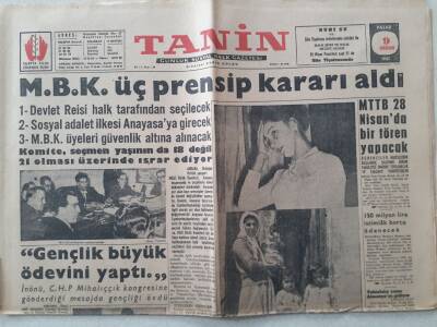 Tanin Gazetesi - 9 Nisan 1961 - MBK Üç Prensip Kararı Aldı GZ111248 - 1
