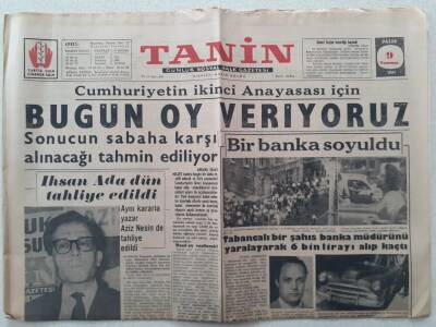 Tanin Gazetesi - 9 Temmuz 1961 - Cumhuriyetin İkinci Anayasası İçin Bugün Oy Veriyoruz GZ111082 - 1