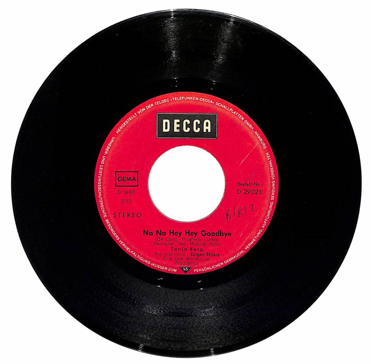 Tanja Berg - Na Na Hey Hey Goodbye / 45'lik Plak - 1969 PLK28325 - 1
