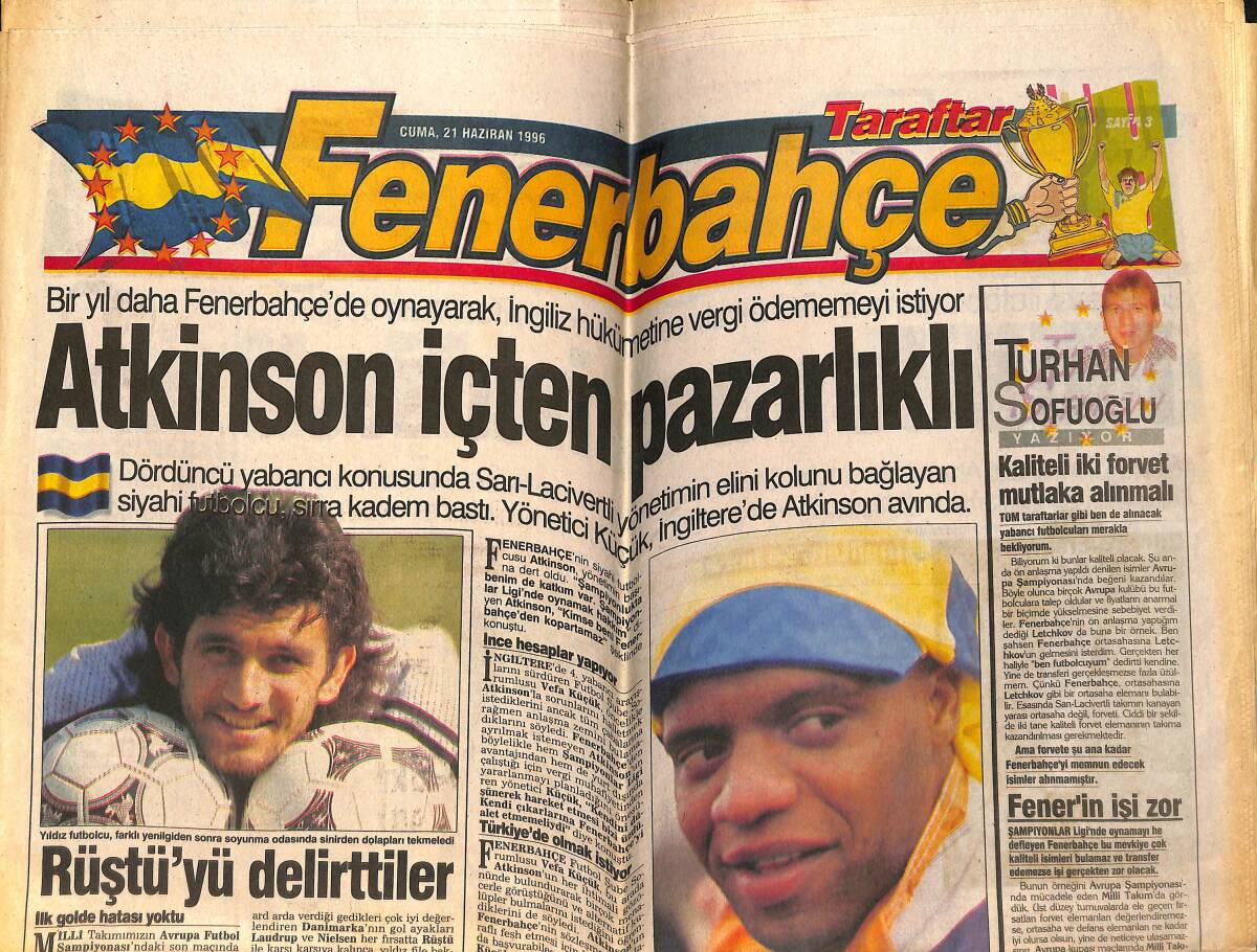Taraftar Gazetesi 21 Haziran 1996 - Rüştü'yü Delirttiler GZ159174 - 1