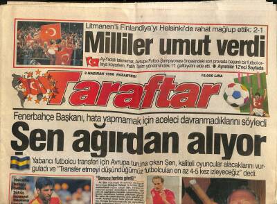 Taraftar Gazetesi 3 Haziran 1996 - Fenerbahçede İmza Günü - Millier Umut Verdi GZ122970 - 1