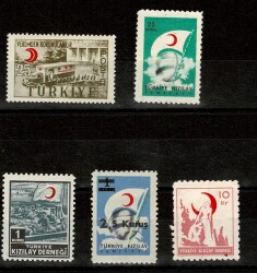 Tarihi Kızılay ve Verem Savaş Temalı 5 Adet Karışık Pul Lotu - MNH PPT2587 - Gökçekoleksiyon