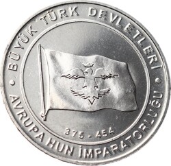 Tarihte 16 Büyük Türk Devletleri Serisi ' Avrupa Hun İmparatorluğu ' 1 Kuruş Hatıra Parası (2015) - ÇİL TCH468 - Gökçekoleksiyon