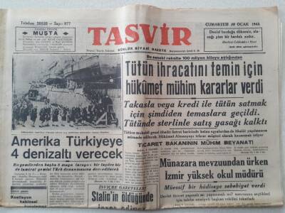 Tasvir Gazetesi - 10 Ocak 1948 - Amerika Türkiyeye 4 Denizaltı Verecek GZ111276 - 1