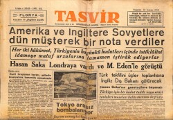 Tasvir Gazetesi 12 Temmuz 1945 - Amerika Ve İngiltere Sovyetlere Nota Verdiler GZ71189 - 2