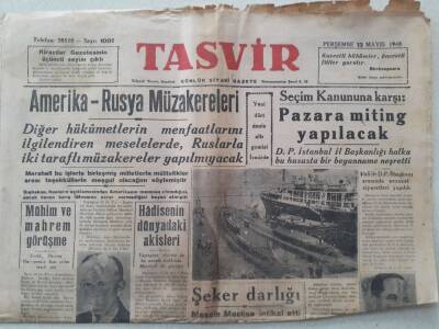 Tasvir Gazetesi - 13 Mayıs 1948 - Amerika-Rusya Müzakereleri GZ111267 - 1