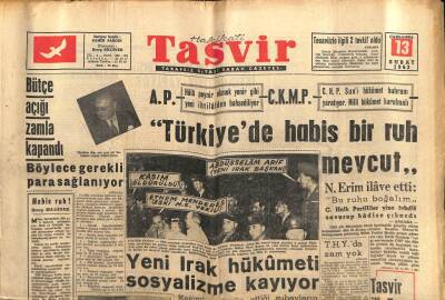 Tasvir Gazetesi 13 Şubat 1963 - Yeni Irak Hükümeti Sosyalizme Kayıyor GZ64936 - 1