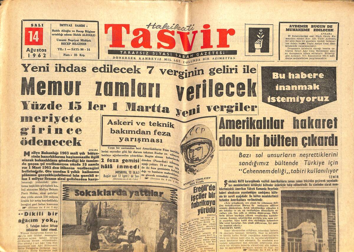 Tasvir Gazetesi 14 Ağustos 1962 - Sarışın Bomba'nın Ölümü İle Şansı Birden Açılan Jayne Mansfield Kocasından Boşanmaya Karar Vermesi Şok Tesiri Verdi GZ144276 - 1