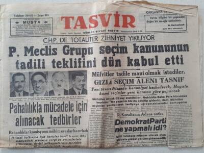 Tasvir Gazetesi - 14 Ocak 1948 - P. Meclis Grubu Seçim Kanununun Tadili Teklifini Kabul Etti GZ111271 - 1