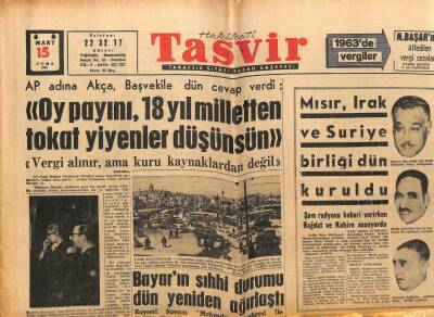 Tasvir Gazetesi 15 Mart 1963 - Fatin Rüştü Zorlunun Ailesi Ziynetinin Tamamını Alamadı GZ64945 - 2
