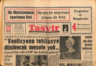 Tasvir Gazetesi 16 Ocak 1963 - Lufthansa THY İle Birleşecek GZ117350 - 1