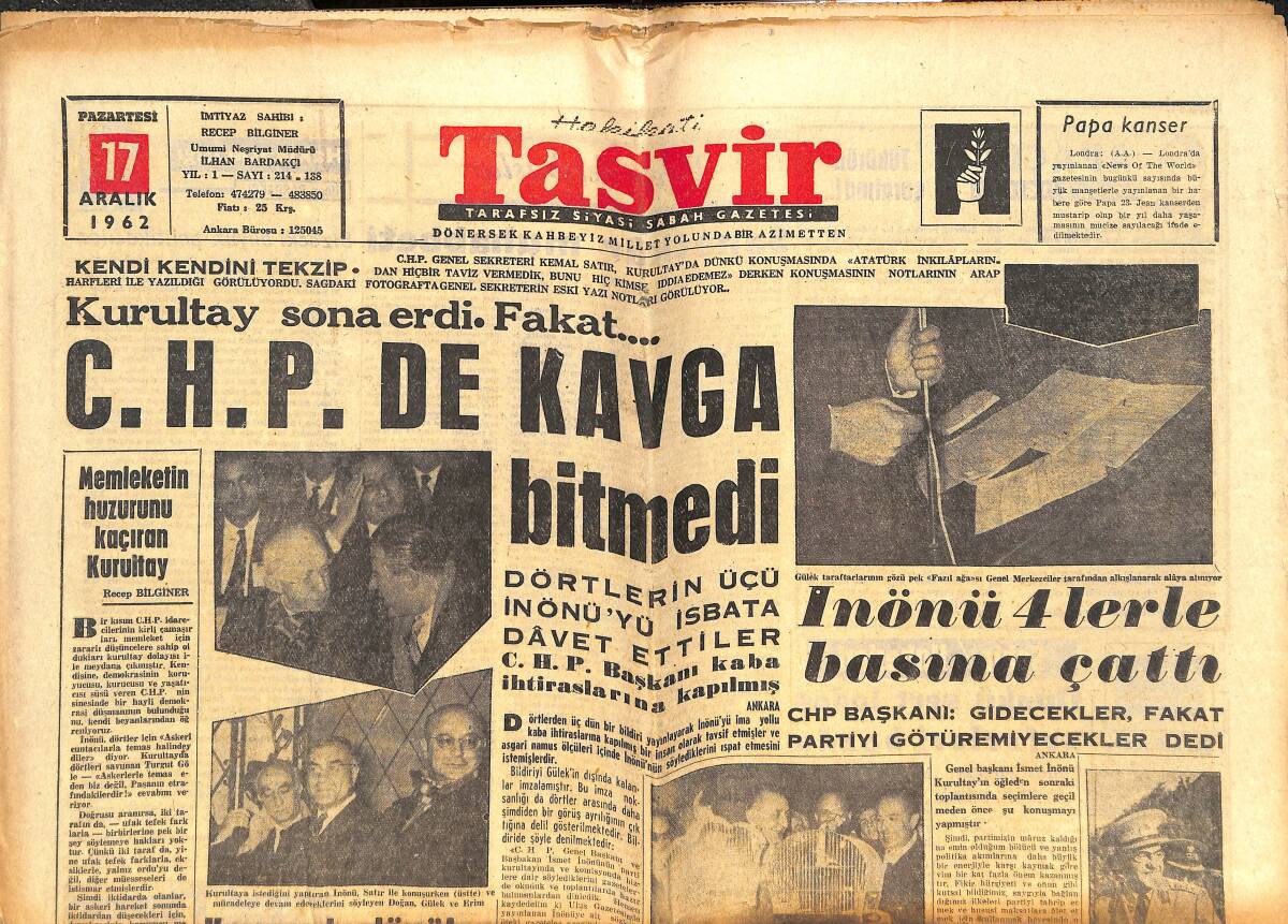 Tasvir Gazetesi 17 Aralık 1962 - Gina Lollobrigida Şimdi Fransız Aktörü Jean Paul Belmando İle Arkadaşlık Ediyor GZ144271 - 1