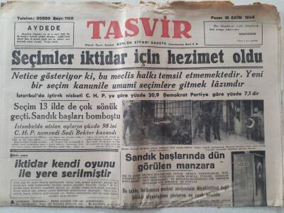 Tasvir Gazetesi - 18 Ekim 1948 - Seçimler İktidar İçin Hezimet Oldu GZ111269 - 1