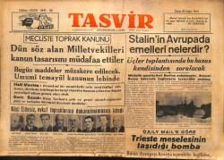 Tasvir Gazetesi 18 Mayıs 1945 - Stalinin Avrupada Emelleri Nelerdir GZ71196 - 2