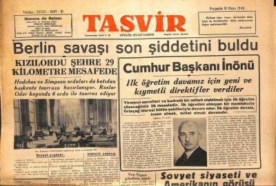 Tasvir Gazetesi 19 Nisan 1945 - Berlin Savaşı Son Şiddetini Buldu GZ71200 - 1