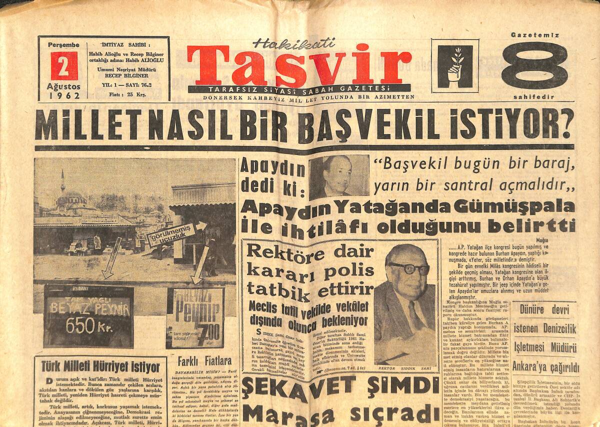 Tasvir Gazetesi 2 Ağustos 1962 - Elsa Martinelli Yeniden Parlıyor - Liz Ve Aşığı Kayboldular GZ144282 - 1