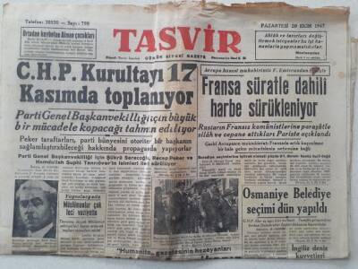 Tasvir Gazetesi - 20 Ekim 1947 - Fransa Süratle Dahili Harbe Sürükleniyor GZ111266 - 1