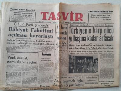 Tasvir Gazetesi - 26 Mayıs 1948 - İlahiyat Fakültesi Açılması Kararlaştı GZ111293 - 1