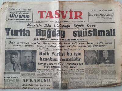 Tasvir Gazetesi - 27 Nisan 1948 - Yurtta Buğday Suistimali GZ111295 - 1