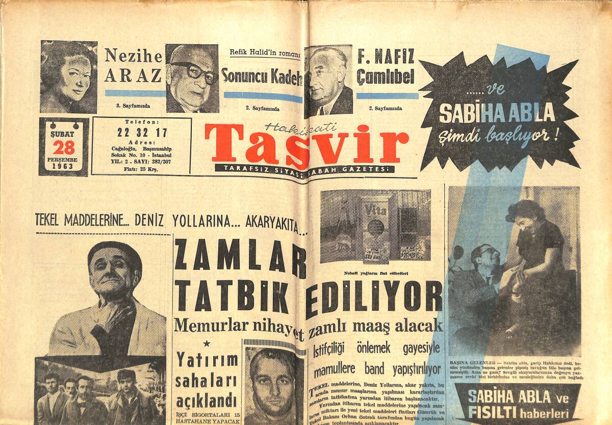 Tasvir Gazetesi 28 Şubat 1963 - Galatasaray Metin Oktay'ın İki Golü İle Kazandı - Prens Charles İsviçre'de Hem Spor Yapıyor Hem Eğleniyor GZ144263 - 1