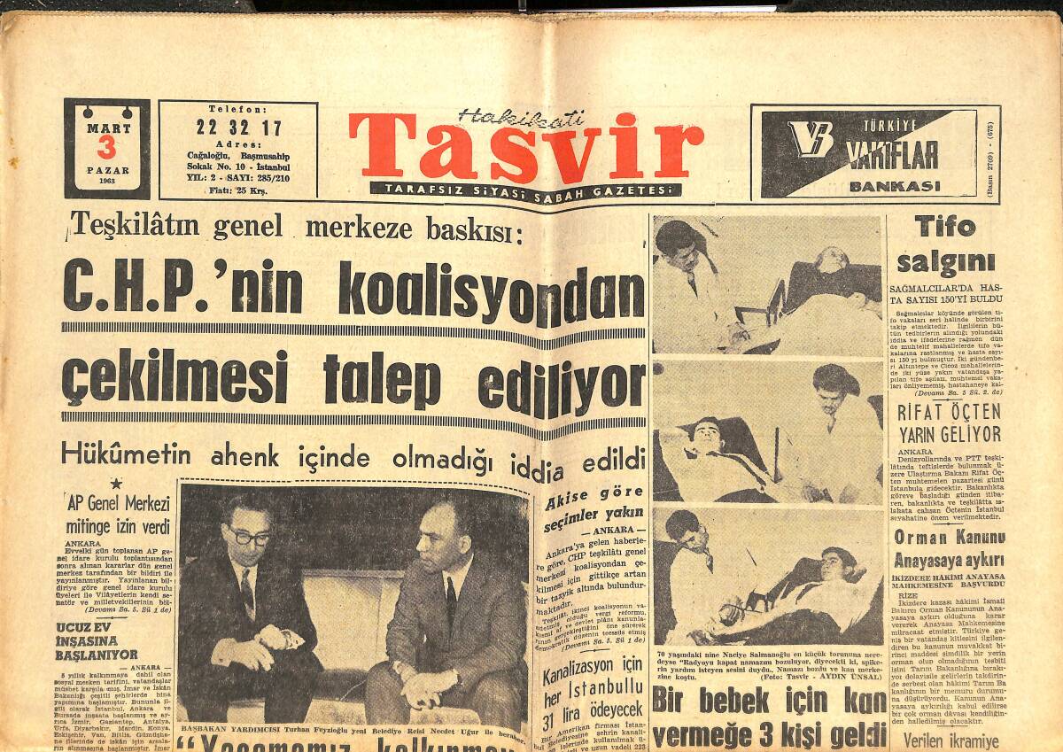 Tasvir Gazetesi 3 Mart 1963 - Şarkıcı Sacha Diestel Ve Eşi İstanbul'da - Gina Lollobrigida, Prenses Margaret'in Yerini Almak İstedi GZ144297 - 1