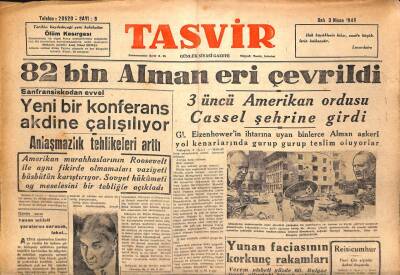 Tasvir Gazetesi 3 Nisan 1945 - 82 Bin Alman Eri Çevrildi GZ71216 - 2