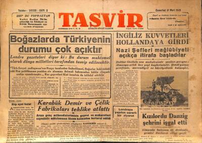 Tasvir Gazetesi 31 Mart 1945 - İngiliz Kuvvetleri Hollandaya Girdi GZ71194 - 1