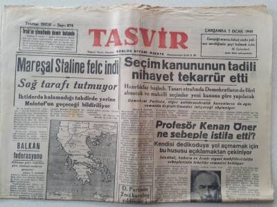 Tasvir Gazetesi - 7 Ocak 1948 - Mareşal Staline Felç İndi Sağ Tarafı Tutmuyor GZ111274 - 1