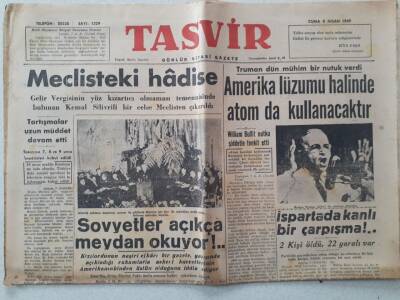 Tasvir Gazetesi - 8 Nisan 1949 - Sovyetler Açıkça Meydan Okuyor GZ111290 - 1