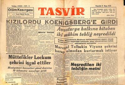 Tasvir Gazetesi 9 Nisan 1945 - Fenerbahçe Galatasaray 1 - 1 Berabere Kaldılar GZ71174 - 2