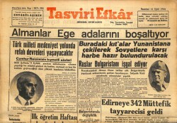 Tasviri Efkar Gazetesi 11 Eylül 1944 - Almanlar Ege Adalarını Boşaltıyor GZ71298 - 2