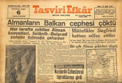 Tasviri Efkar Gazetesi 15 Eylül 1944 - Almanların Balkan Cephesi Çöktü GZ71302 - 1