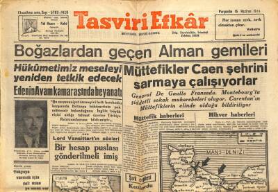 Tasviri Efkar Gazetesi 15 Haziran 1944 - Boğazlardan Geçen Alman Gemileri GZ71280 - 2