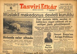 Tasviri Efkar Gazetesi 18 Eylül 1944 - Müstakil Makedonya Devleti Kuruldu GZ71291 - 2