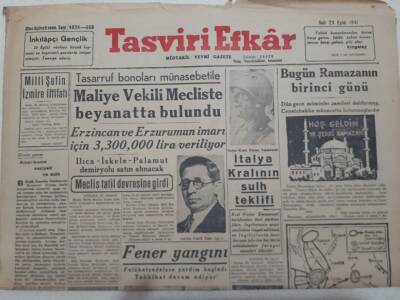 Tasviri Efkar Gazetesi 23 Eylül 1941 - İtalya Kralının Sulh Teklifi GZ71699 - 1