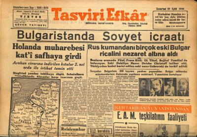 Tasviri Efkar Gazetesi 23 Eylül 1944 - Bulgaristanda Sovyet İcraatı GZ71288 - 2